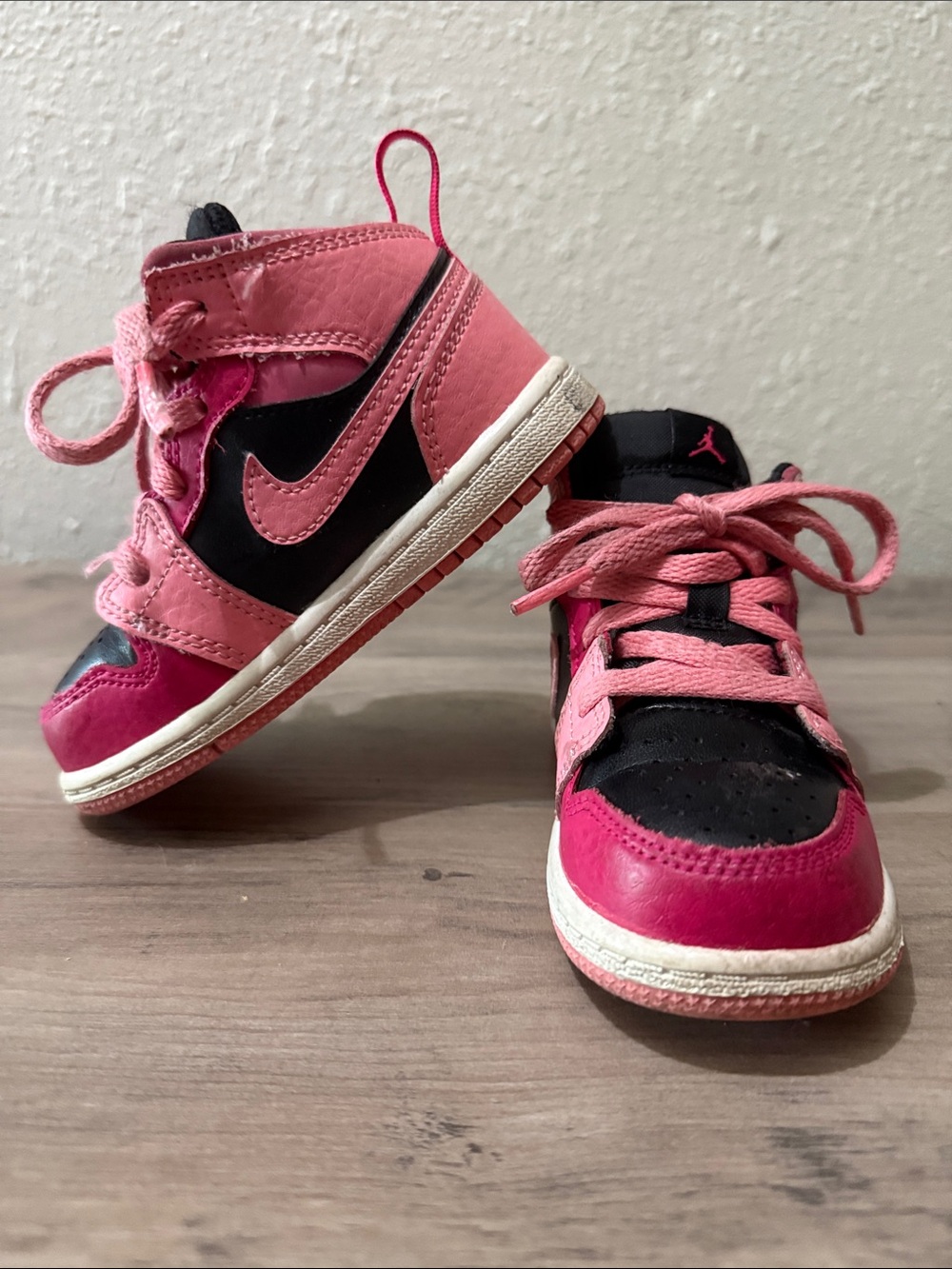 Jordan Kids Pink and Black High-Top Sneakers